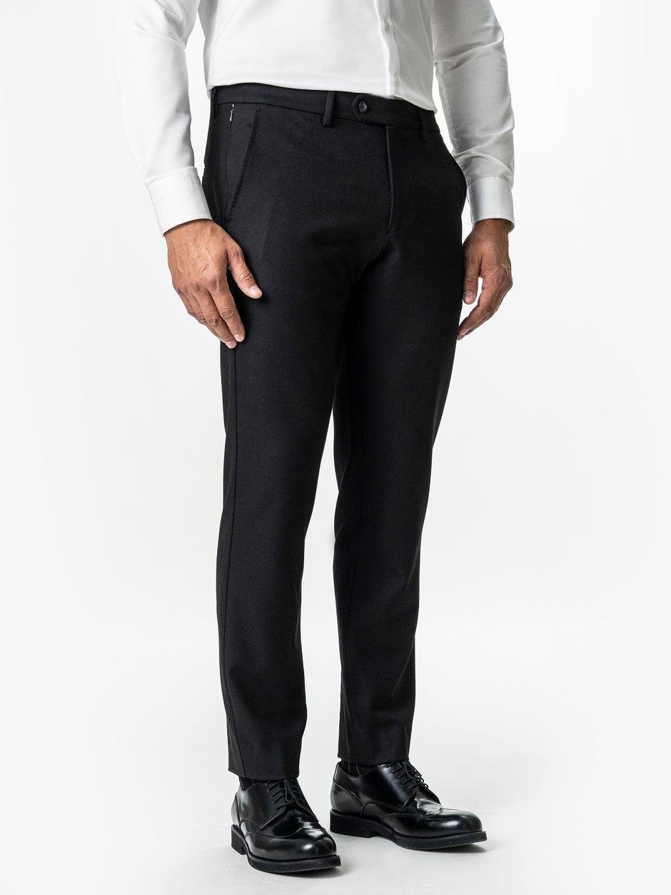 Pantaloni Casual Negri Barbati De Birou Din Lana Sandro Stretch BMan0001 (7)