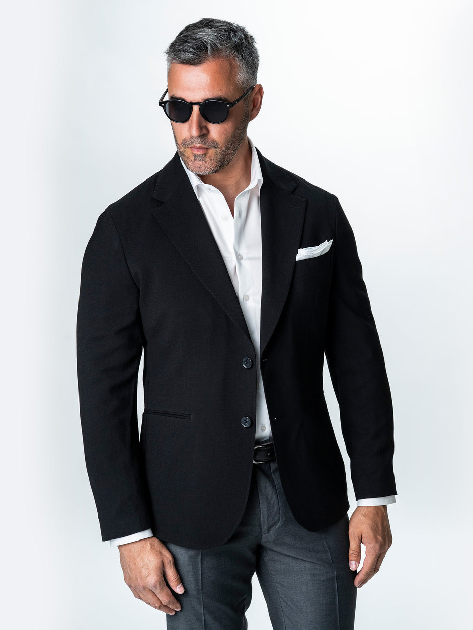 Sacou Negru Barbati Lana Vitale Barberis Super 110'S BMan0042 (4)