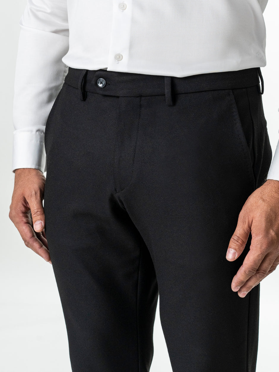 Pantaloni Casual Negri Barbati De Birou Din Lana Sandro Stretch BMan0001 (6)