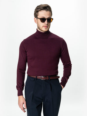 Pulover Rosu Inchis Tip Helanca Bărbați  Bumbac Premium Levent Cottone BMan0007