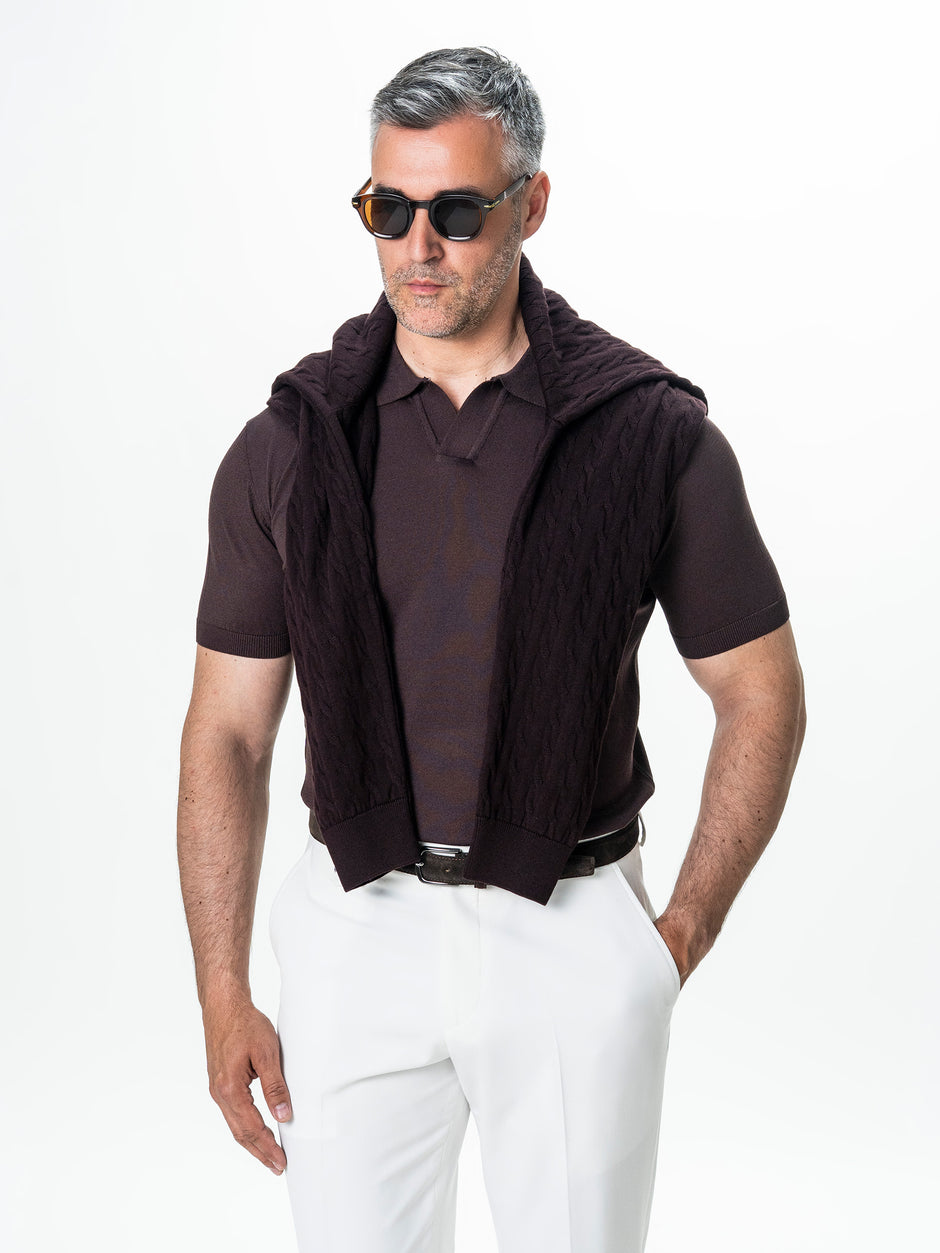 Tricou Polo Barbati Maro Cafeniu Rayon BMan0100 (4)