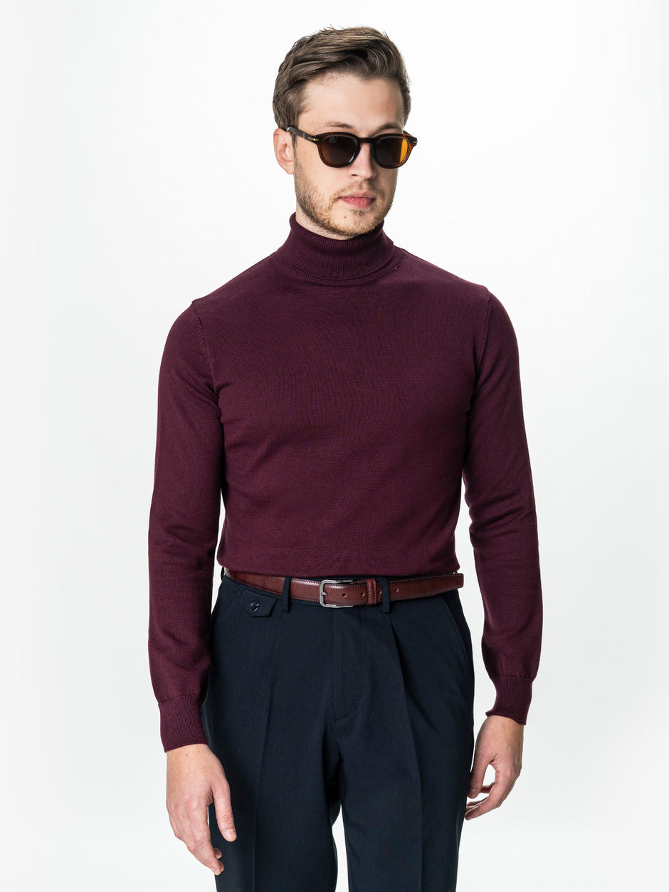 Pulover Rosu Inchis Tip Helanca Bărbați  Bumbac Premium Levent Cottone BMan0007 (4)