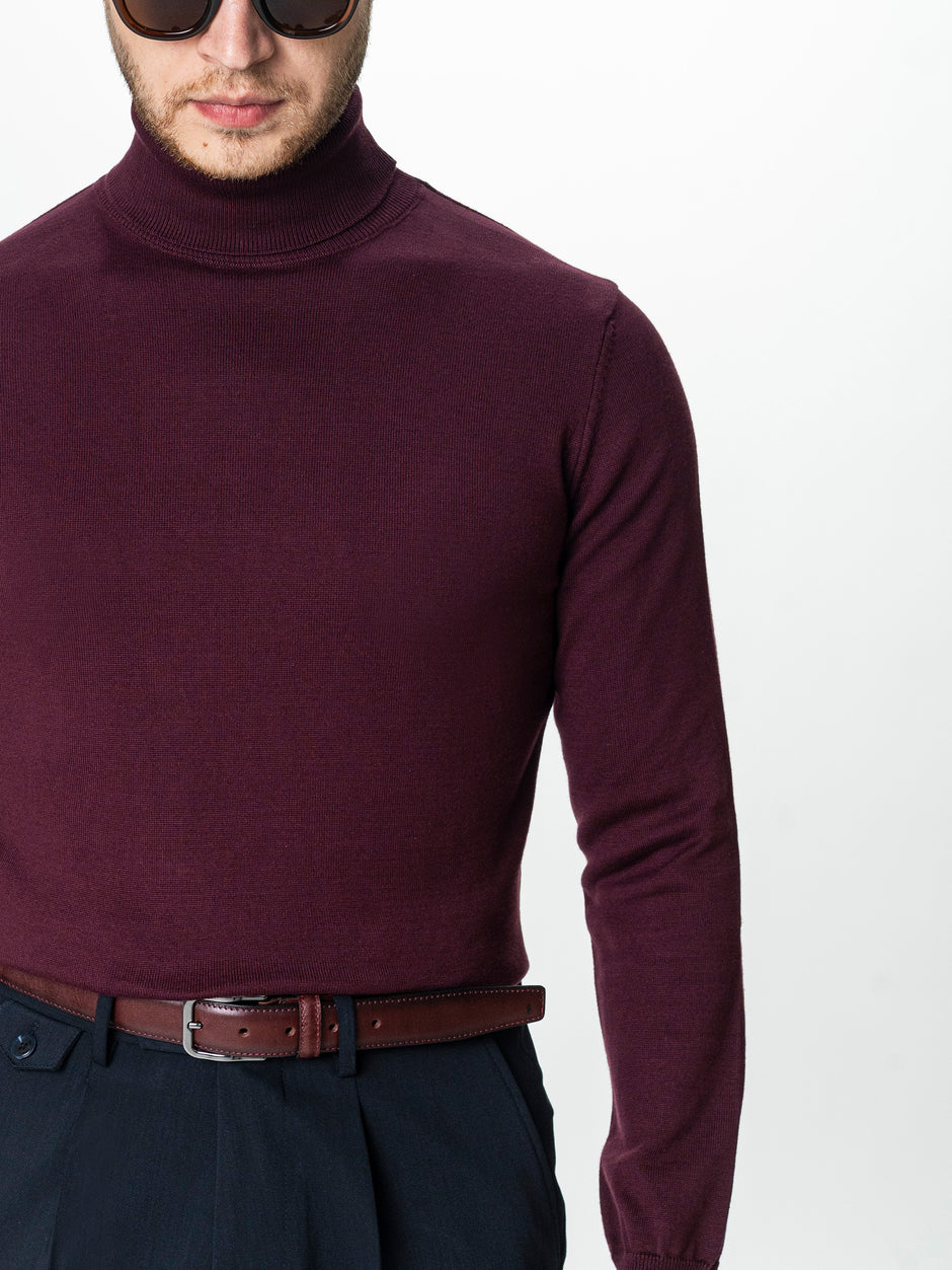 Pulover Rosu Inchis Tip Helanca Bărbați  Bumbac Premium Levent Cottone BMan0007 (5)