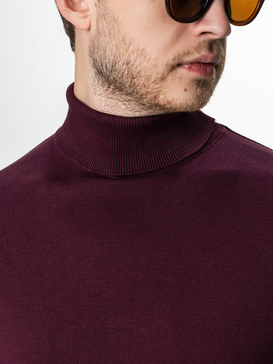 Pulover Rosu Inchis Tip Helanca Bărbați  Bumbac Premium Levent Cottone BMan0007 (3)