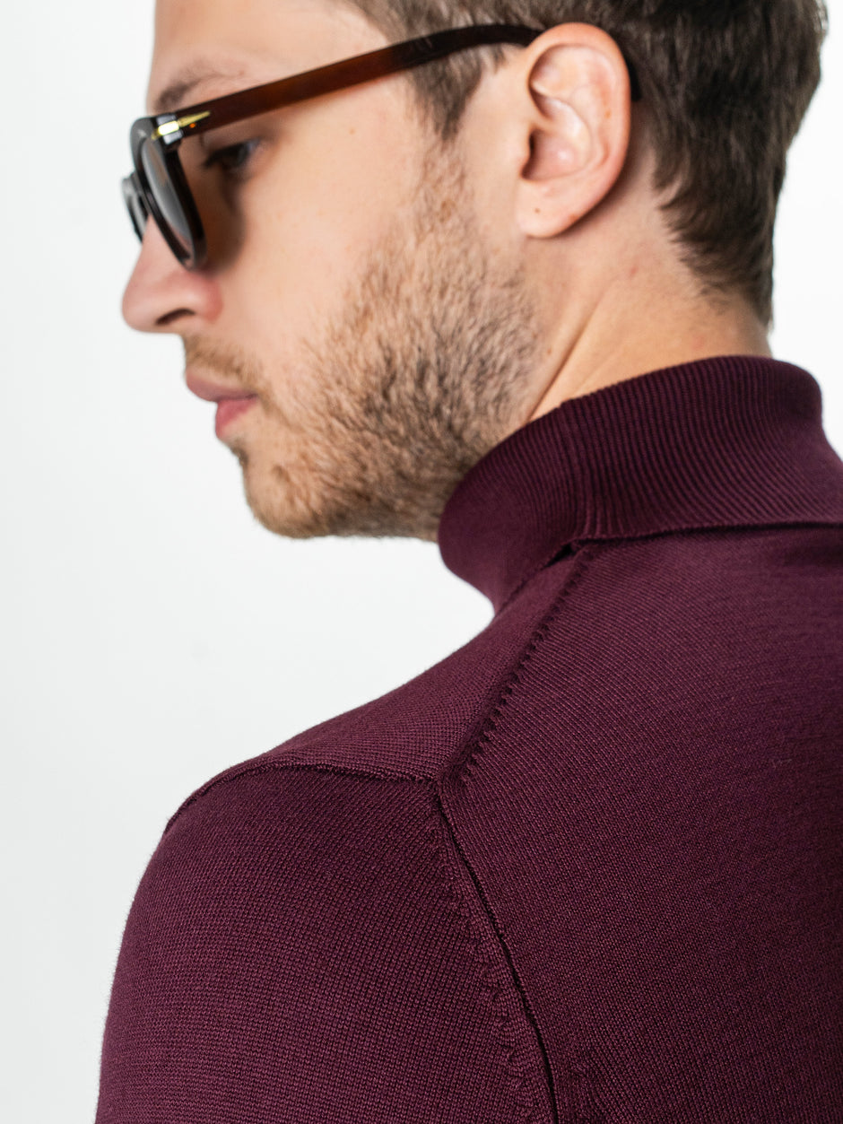 Pulover Rosu Inchis Tip Helanca Bărbați  Bumbac Premium Levent Cottone BMan0007 (6)