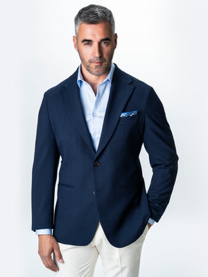 Sacou Albastru Indigo Oxford Lana Vitale Barberis Super 110'S BMan0042