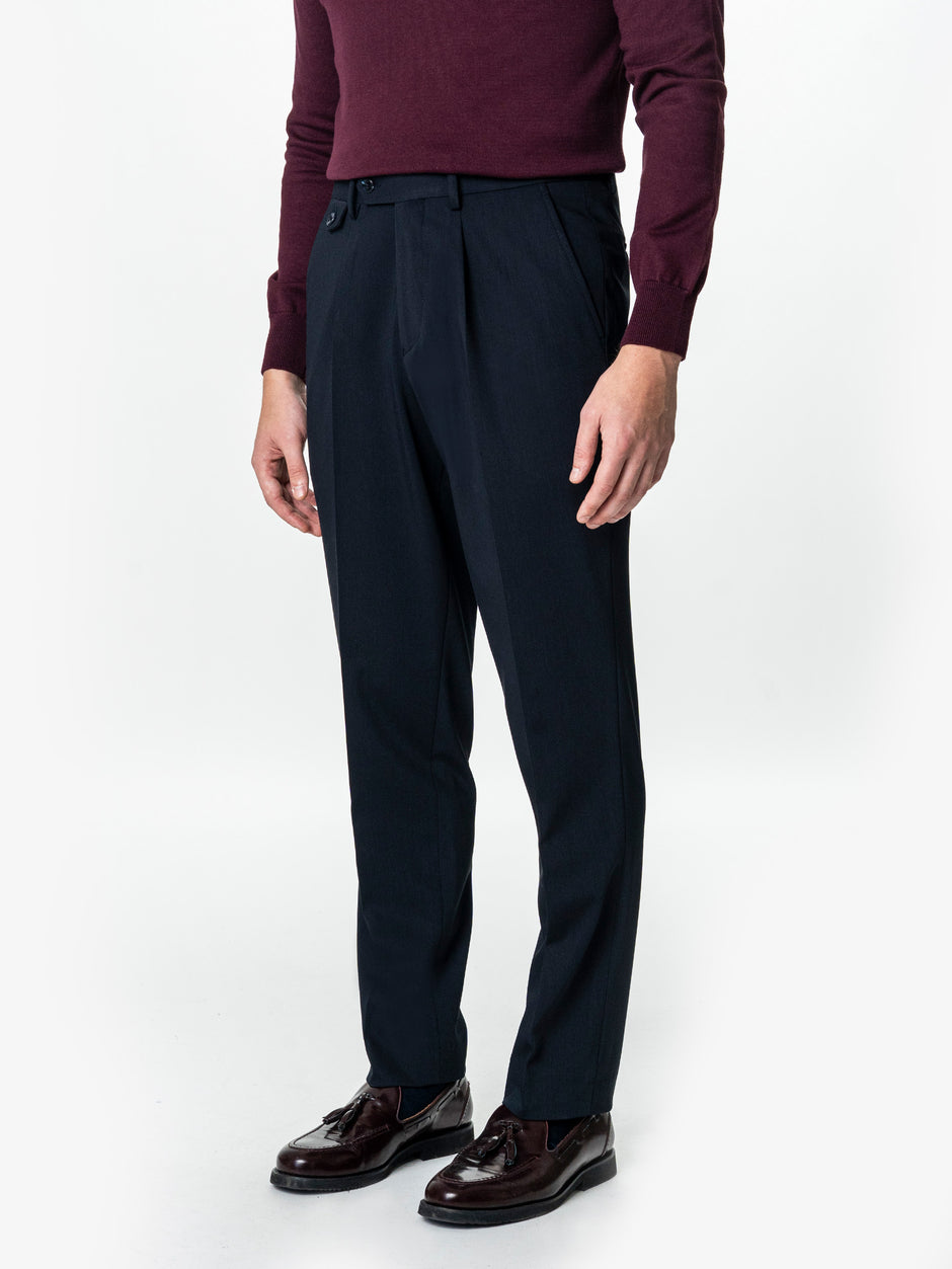 Pantaloni Eleganti Barbati Indigo Din Lana Pentru Toamna BMan0103 (4)
