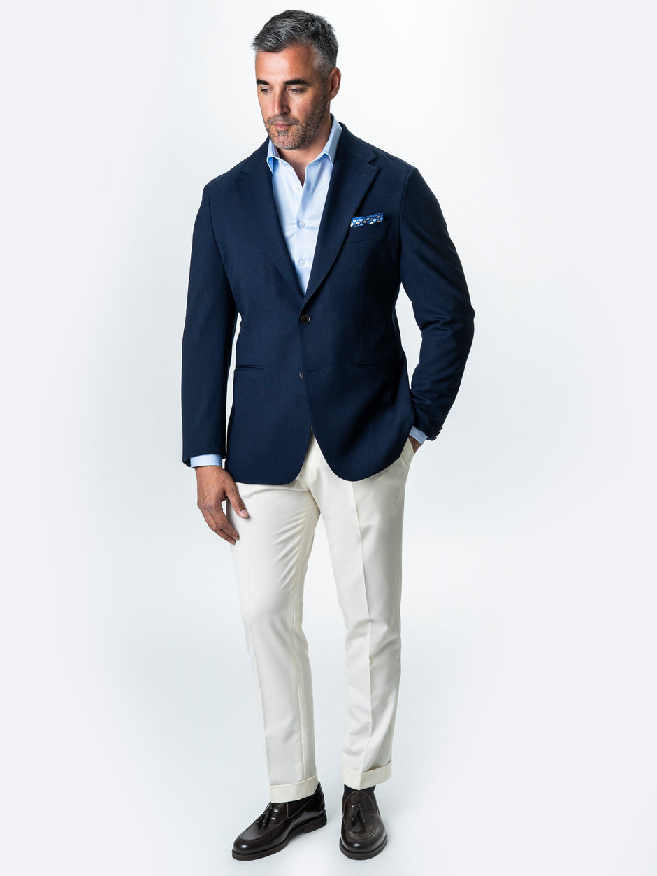 Sacou Albastru Indigo Oxford Lana Vitale Barberis Super 110'S BMan0042 (2)