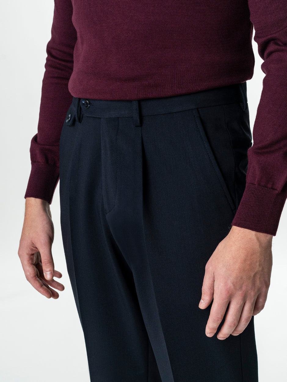 Pantaloni Eleganti Barbati Indigo Din Lana Pentru Toamna BMan0103 (5)