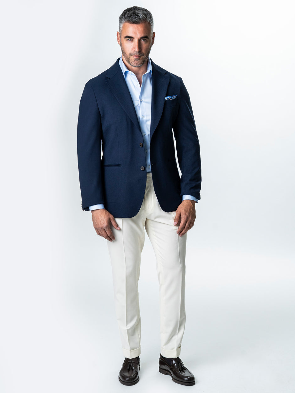 Sacou Albastru Indigo Oxford Lana Vitale Barberis Super 110'S BMan0042 (5)