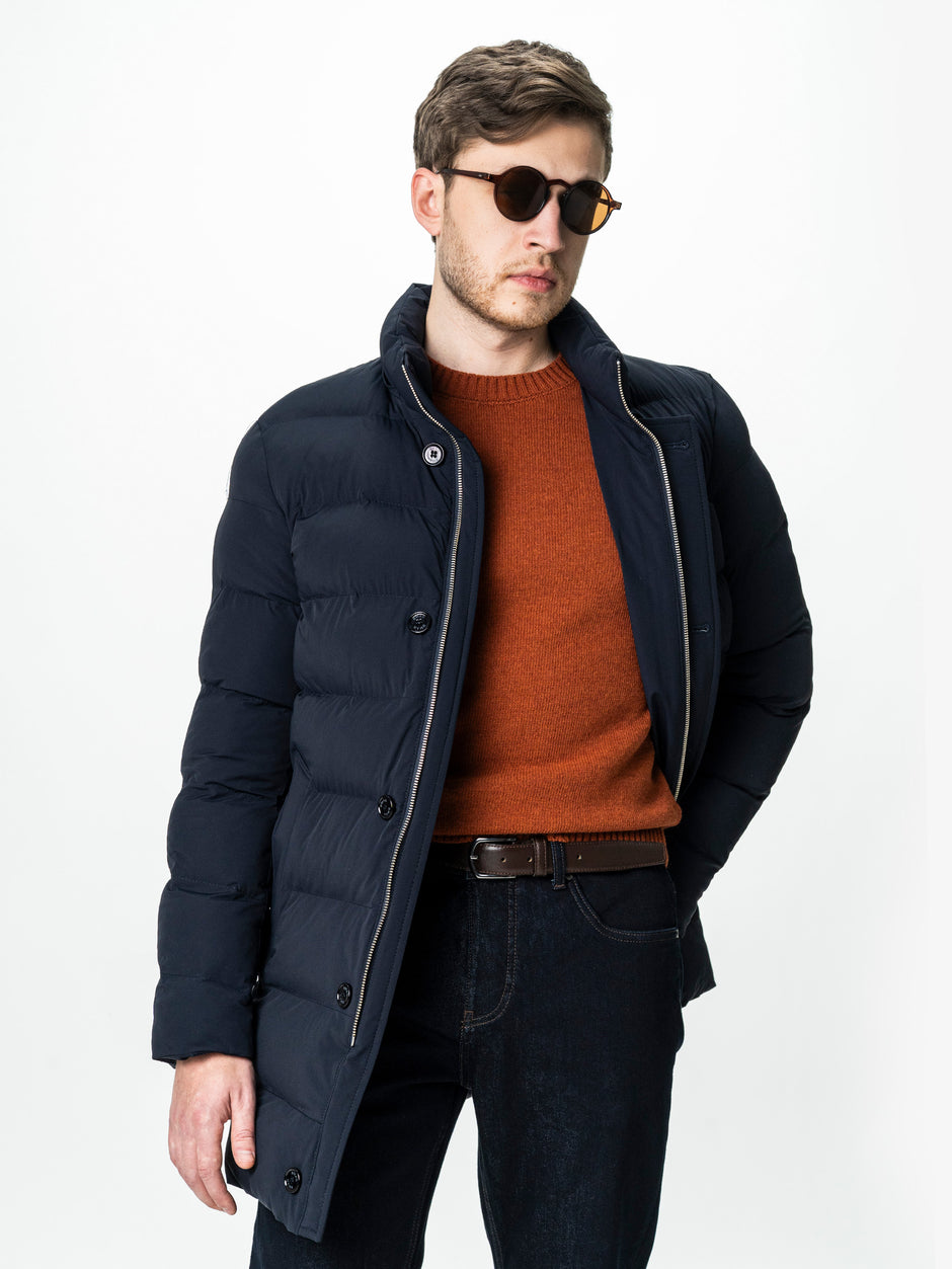 Geaca Barbati Bleumarin de Iarna cu Blana Naturala si Softshell BMan0199 (10)