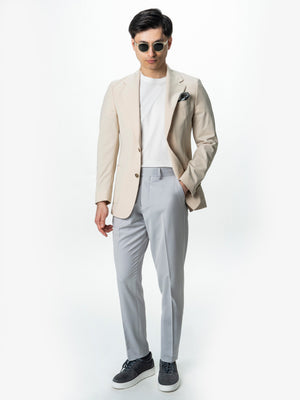 Pantaloni Barbati Gri Cu Talie Inalta Din Lana BMan0002