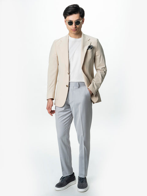Pantaloni Barbati Gri Cu Talie Inalta Din Lana BMan0002