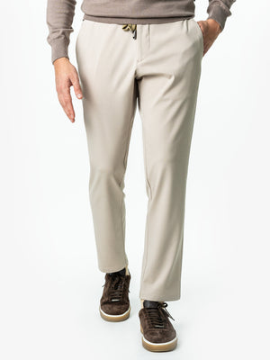 Pantaloni Casual Crem Barbati Full Stretch Cu Snur BMan0012
