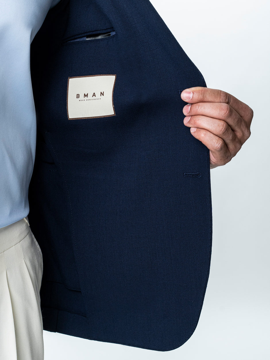 Sacou Albastru Indigo Oxford Lana Vitale Barberis Super 110'S BMan0042 (9)