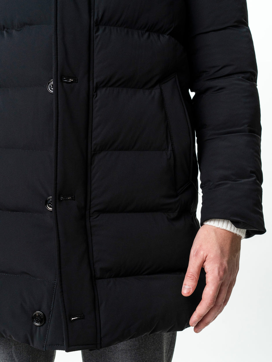 Geaca Barbati Neagra de Iarna cu Blana Naturala si Softshell BMan0199 (6)