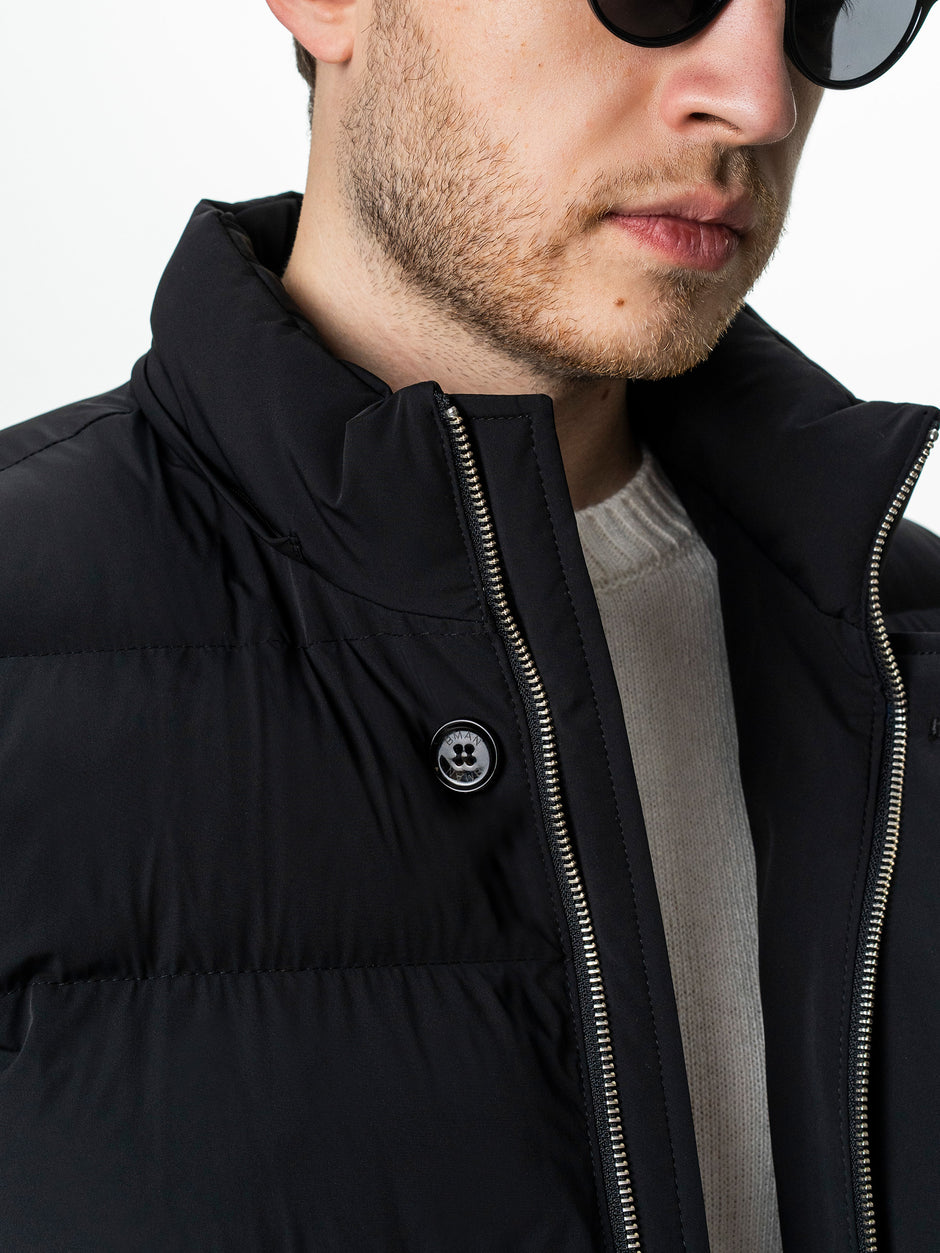 Geaca Barbati Neagra de Iarna cu Blana Naturala si Softshell BMan0199 (10)