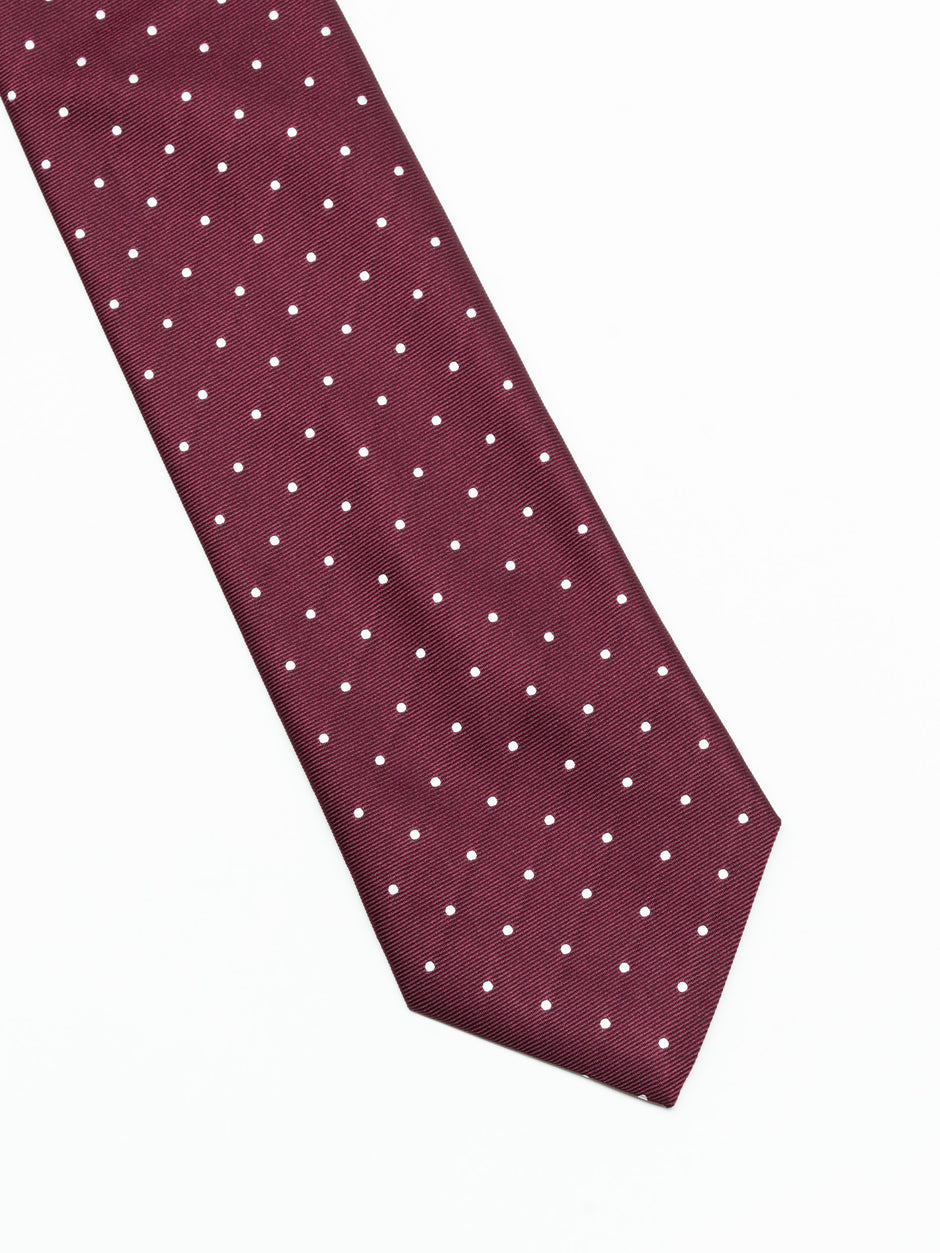 Cravata Eleganta & Business Barbati Bordeaux Imprimeu Puncte Albe Bman919 (3)