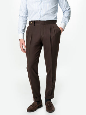 Pantaloni Barbati Design Gurkha Maro Cafeniu Din Stofa Confort BMan703