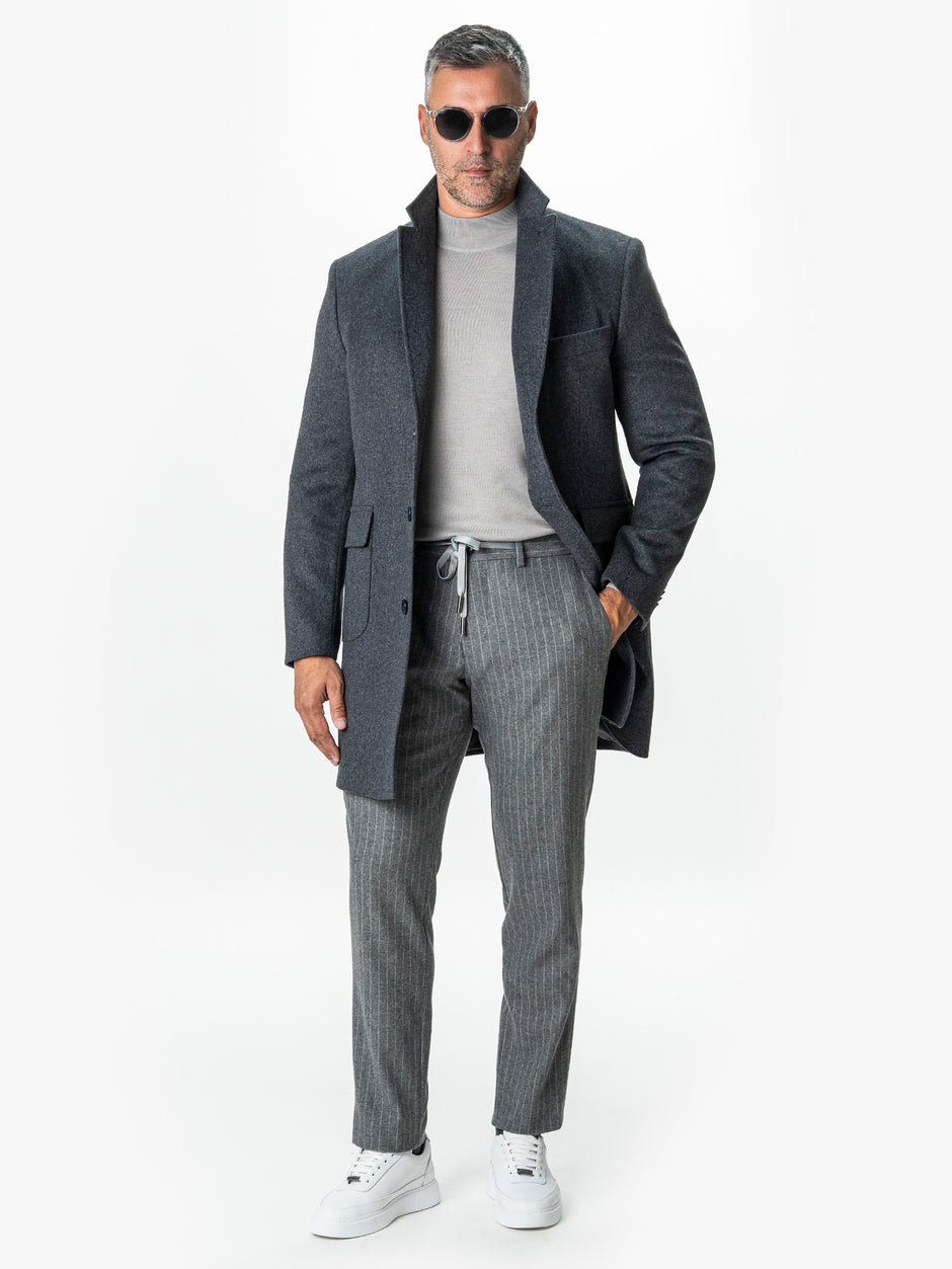 Pantaloni Barbati Gri Din Lana Cu Sistem Dublu De Inchidere BMan0015 (9)