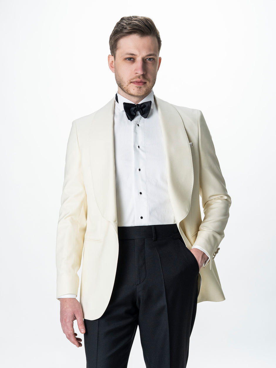 Costum Barbati Smoking Ceremonie Alb Pearl din 100% Lana Vitalis Barberis BMan343 (5)