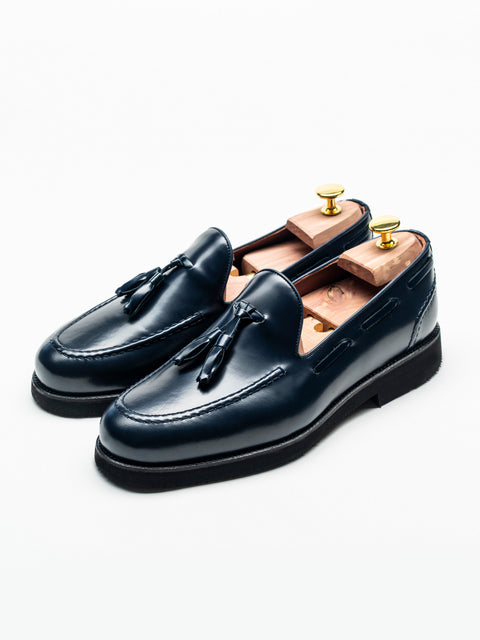 Mocasini Barbati Tassel Loafers Albastru Semilucios Piele Naturala BMan215