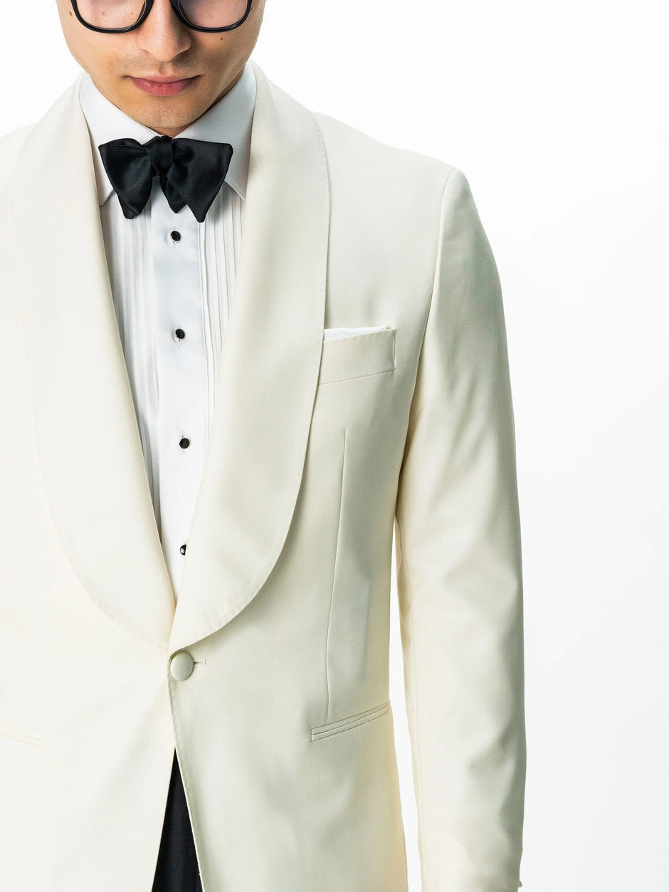 Costum Barbati Smoking Ceremonie Alb Pearl din 100% Lana Vitalis Barberis BMan343 (3)