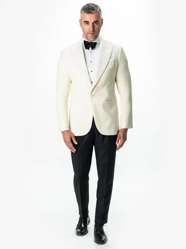 Costum Barbati Ceremonie Smoking Crem Lana Vitale Barberis Super110 BMan341 (4)