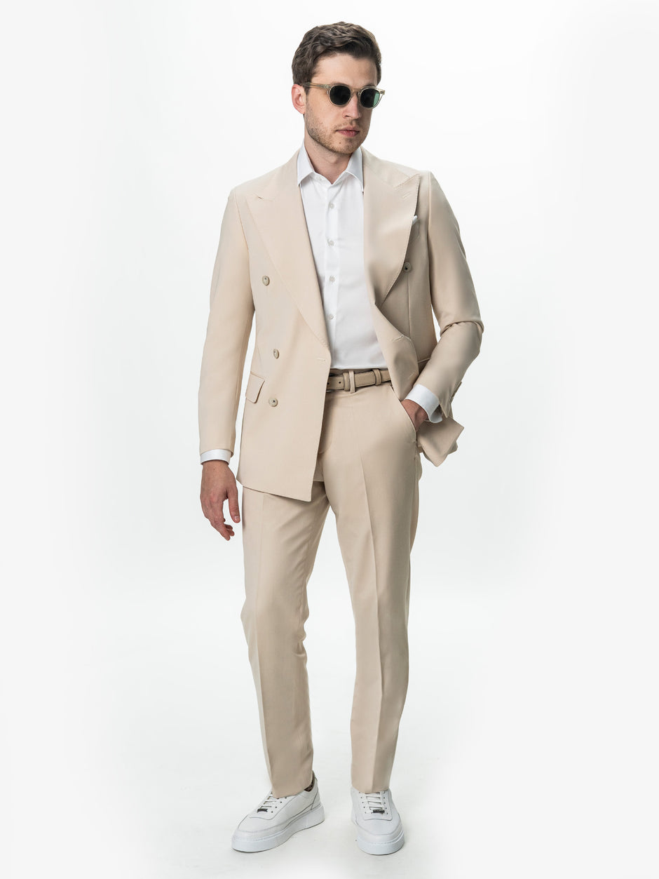 Costum Barbati Crem La Doua Randuri BMan0023 (7)