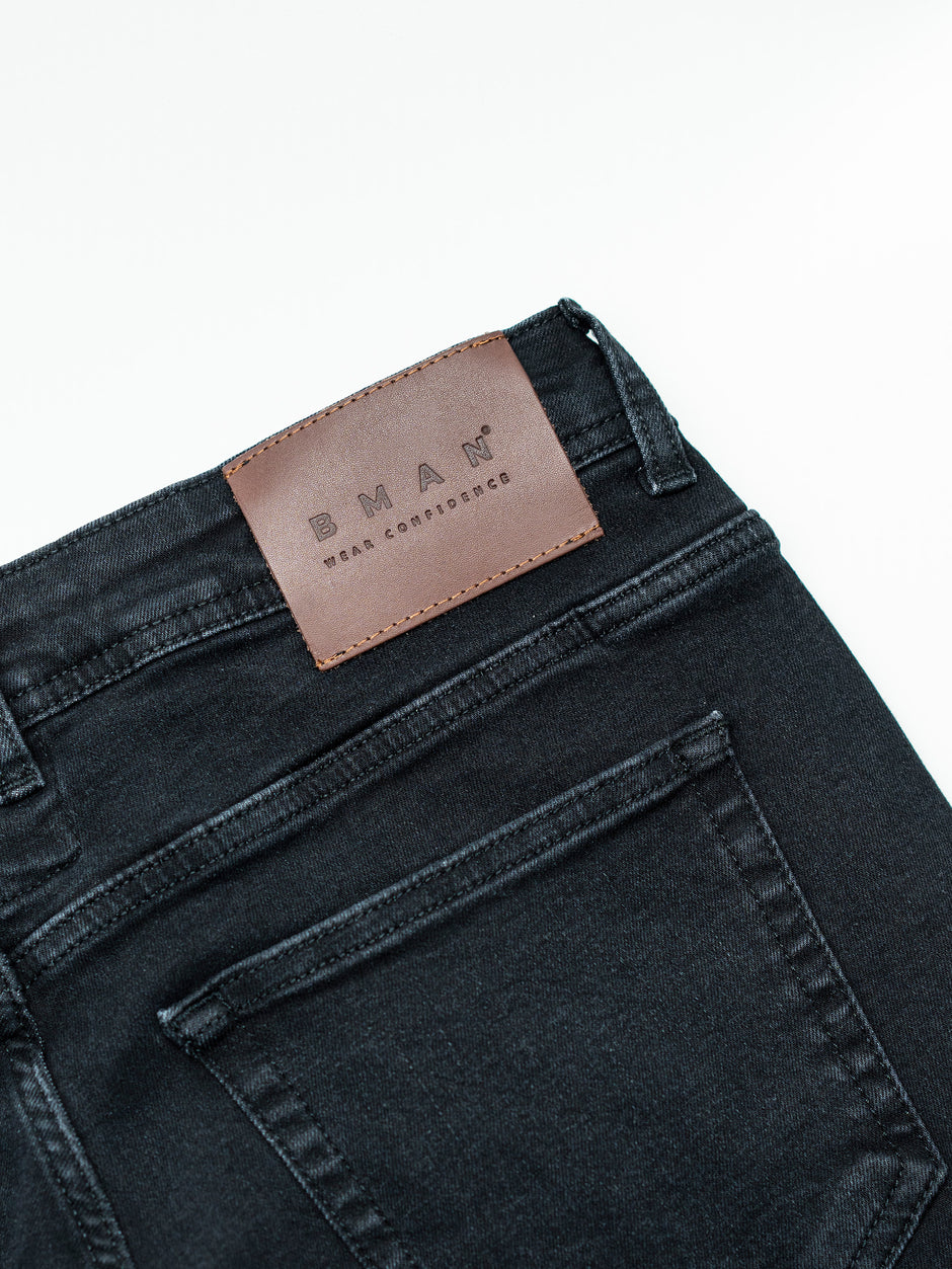 Blugi Barbati Negri Cu Gri Sters Comfort Fit BMan0001 (13)