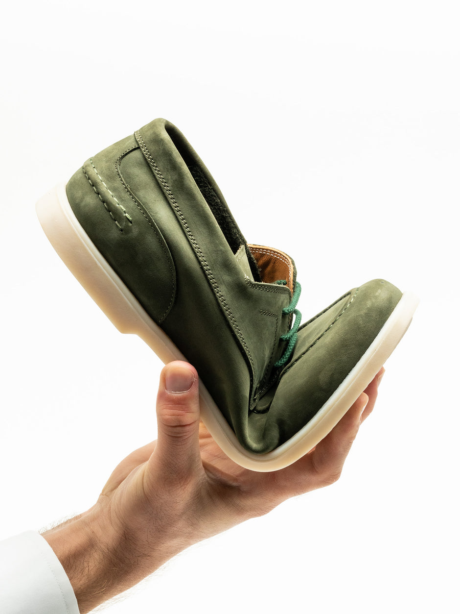 Pantofi Barbati Verde Kaki Piele Naturala Nubuc Smart Casual & Office Flexo Comfort BMan218 (3)