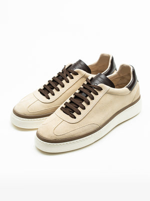 Pantofi Casual Barbati Sneakers Crem Din Piele Intoarsa BMan0358