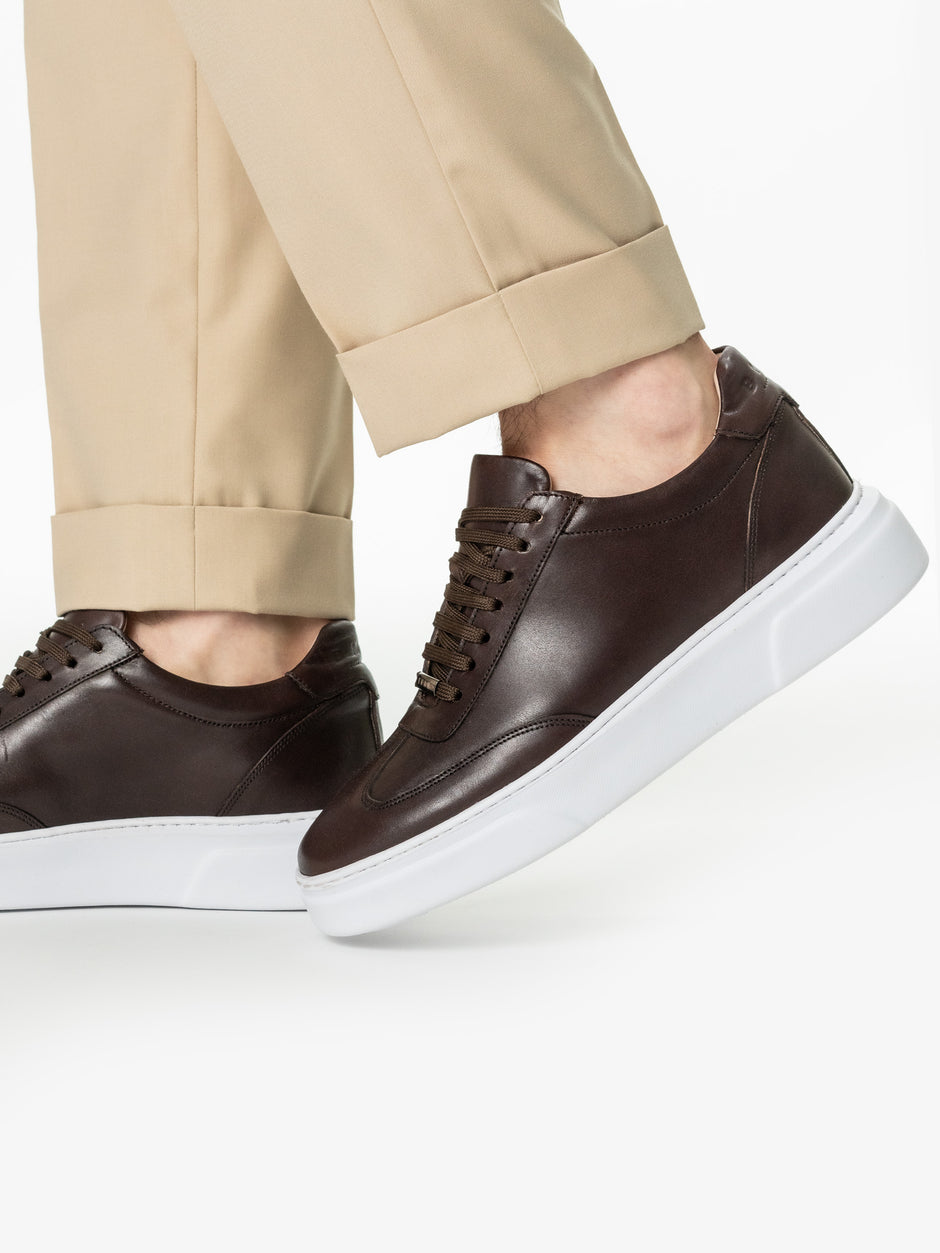 Pantofi Casual Barbati Sneakers Maro Cafeniu 100% Piele Naturala BMan0349 (2)