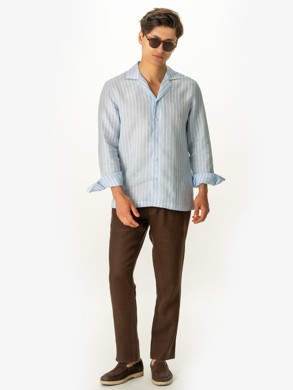 Pantaloni Casual Cu Snur In Talie Vara Barbati In Natural Maro Cafeniu BMan714 (6)