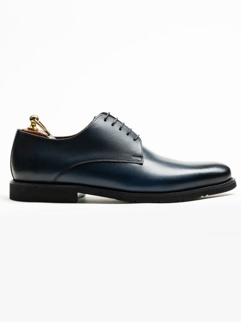 Pantofi Barbati Eleganti Derby Albastru Bleumarin Mat 100% Piele Naturala BMan0333 (2)
