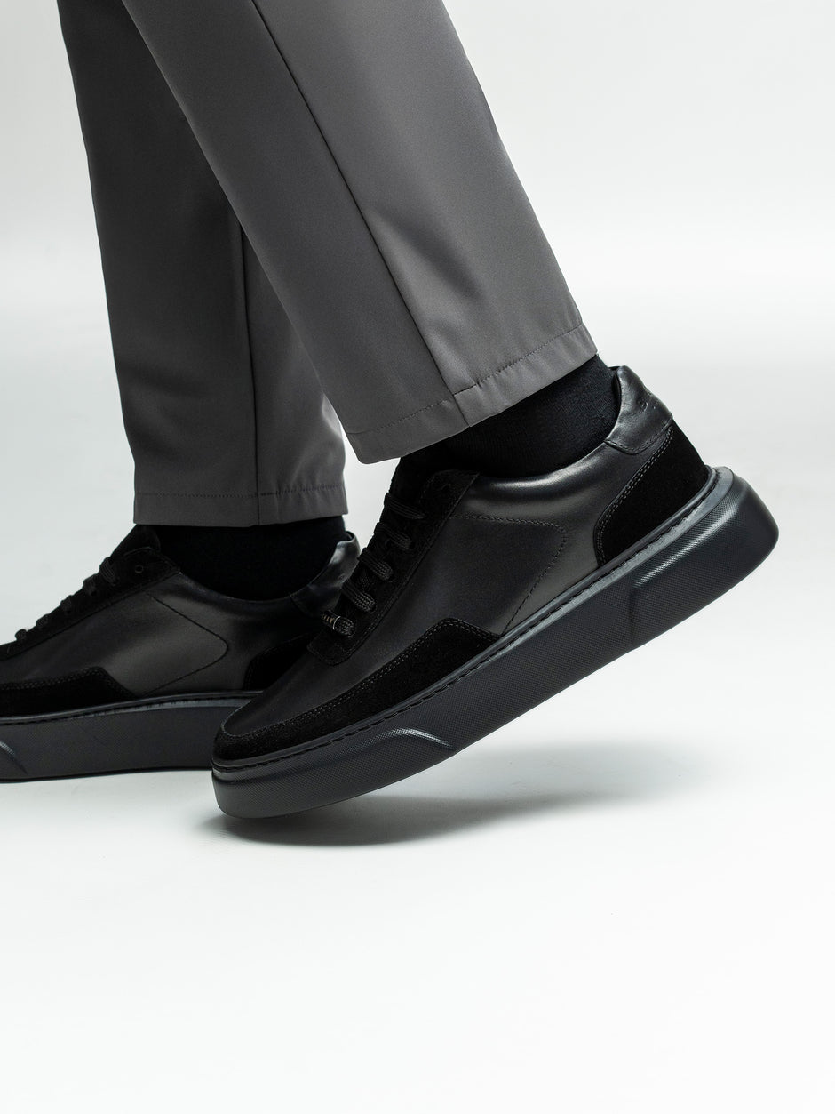 Pantofi Casual Barbati Negri Tip Sneakers 100% Piele Naturala BMan0326 (10)