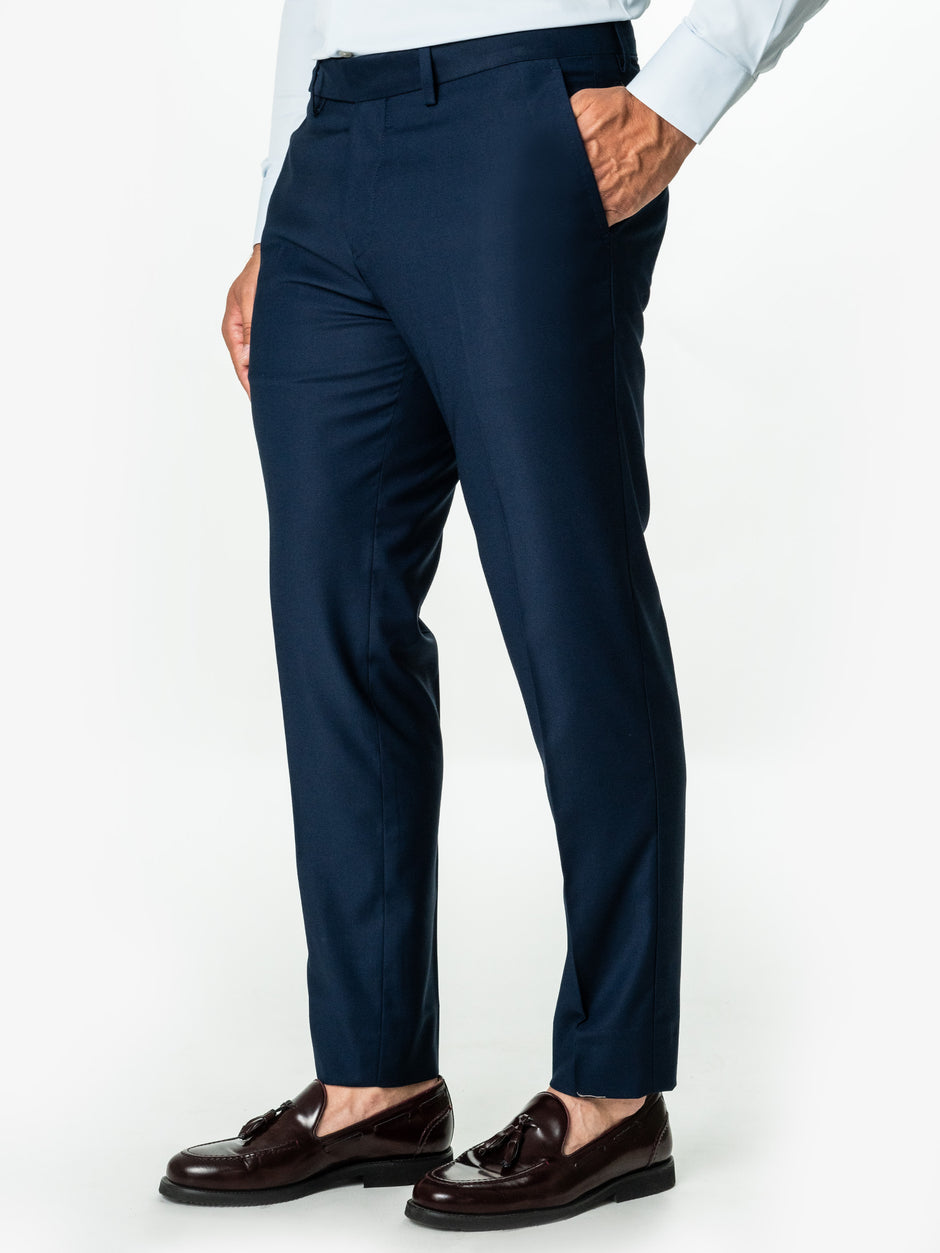 Pantaloni Barbati Eleganți Albastru Bleumarin Stofa Sarto BMan0007 (5)