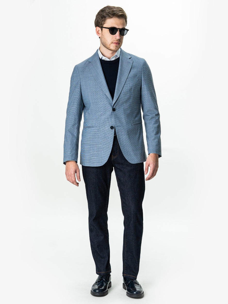 Sacou Albastru Deschis Barbati Din Lana Cu Bumbac Imprimeu Birdseye BMan0039 (4)