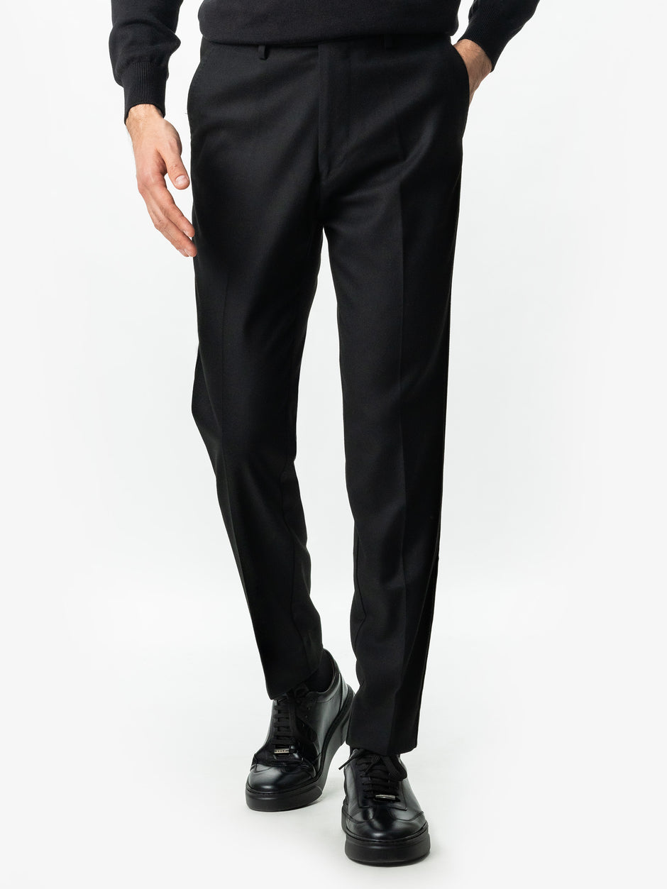 Pantaloni Casual Negri Barbati De Birou Din Lana Sandro Stretch BMan0001 (4)