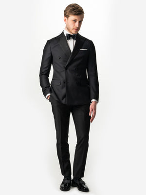 Costum Mire Negru Clasic Formal Tip Smoking Ceremonie Două Randuri BMan0010