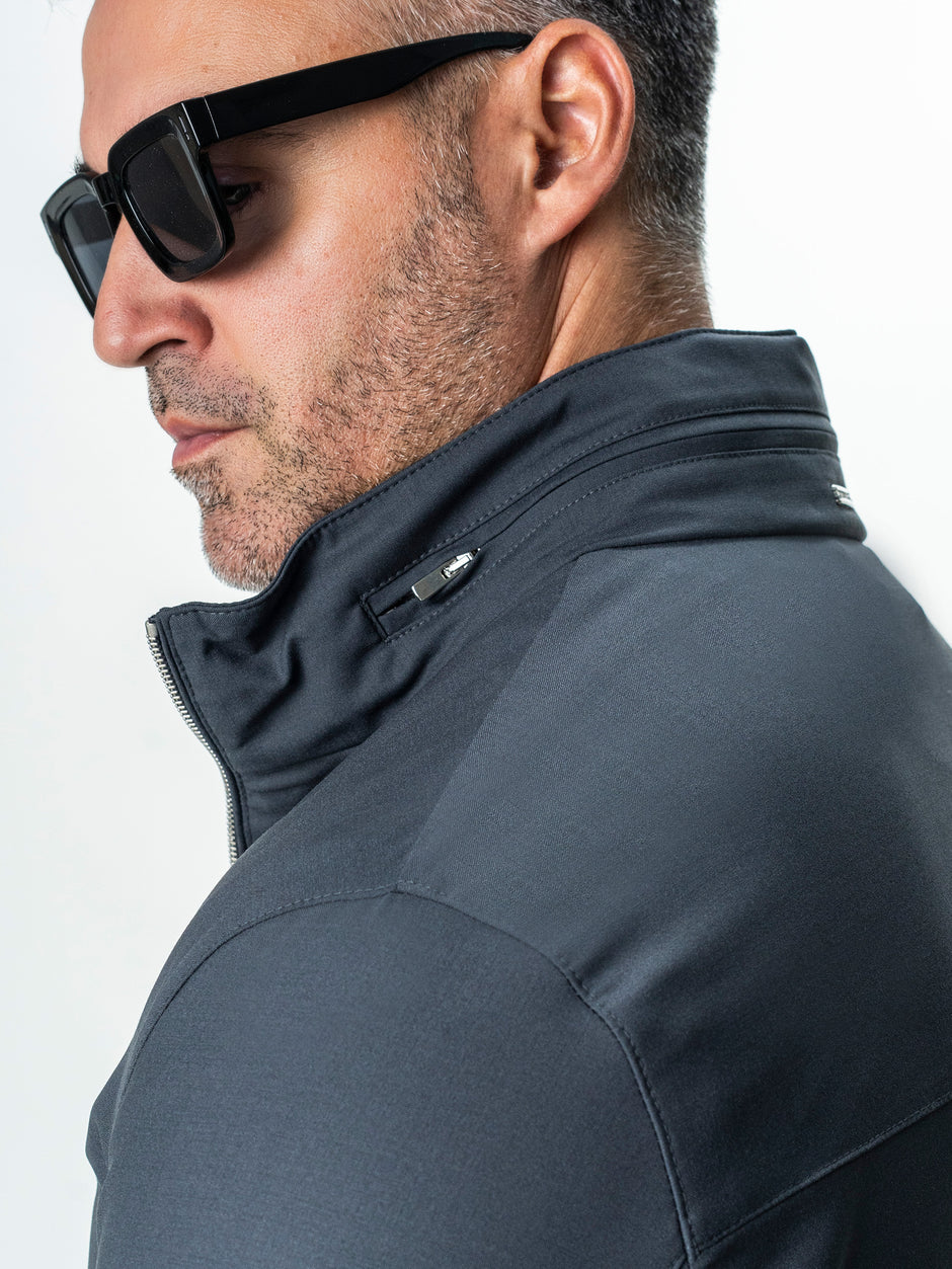 Tracksuit Premium Barbati Gri din Lana cu Gluga Ascunsa BMan0004 (3)