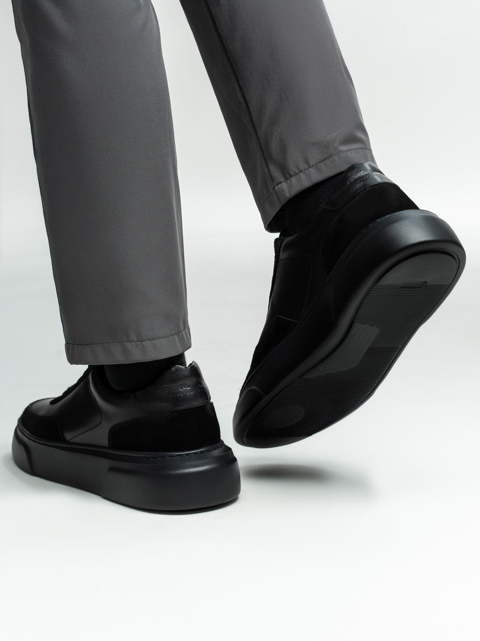 Pantofi Casual Barbati Negri Tip Sneakers 100% Piele Naturala BMan0326 (11)