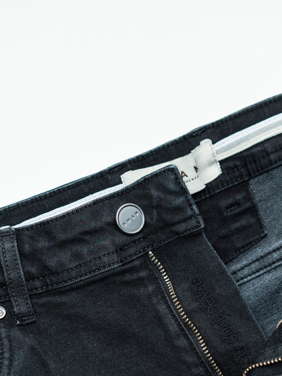 Blugi Barbati Negri Cu Gri Sters Comfort Fit BMan0001 (11)