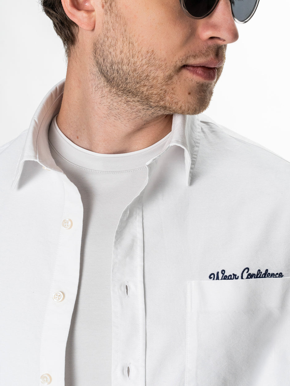 Camasa Alba Barbati Oversized Fit 100% Bumbac BMan0500 (7)