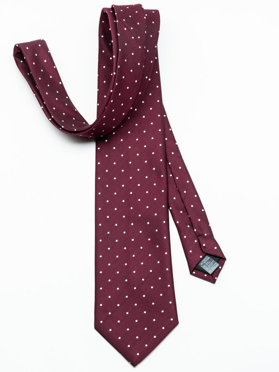 Cravata Eleganta & Business Barbati Bordeaux Imprimeu Puncte Albe Bman919 (2)