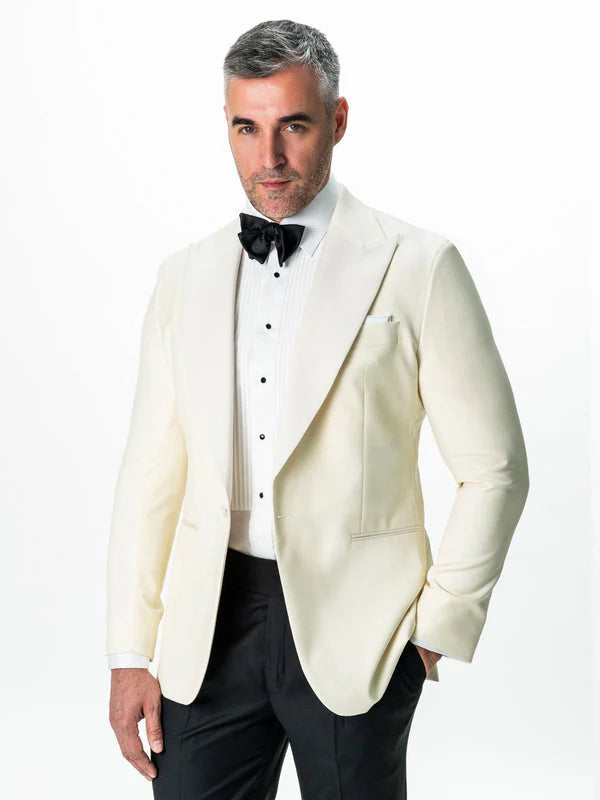 Costum Barbati Ceremonie Smoking Crem Lana Vitale Barberis Super110 BMan341 (2)