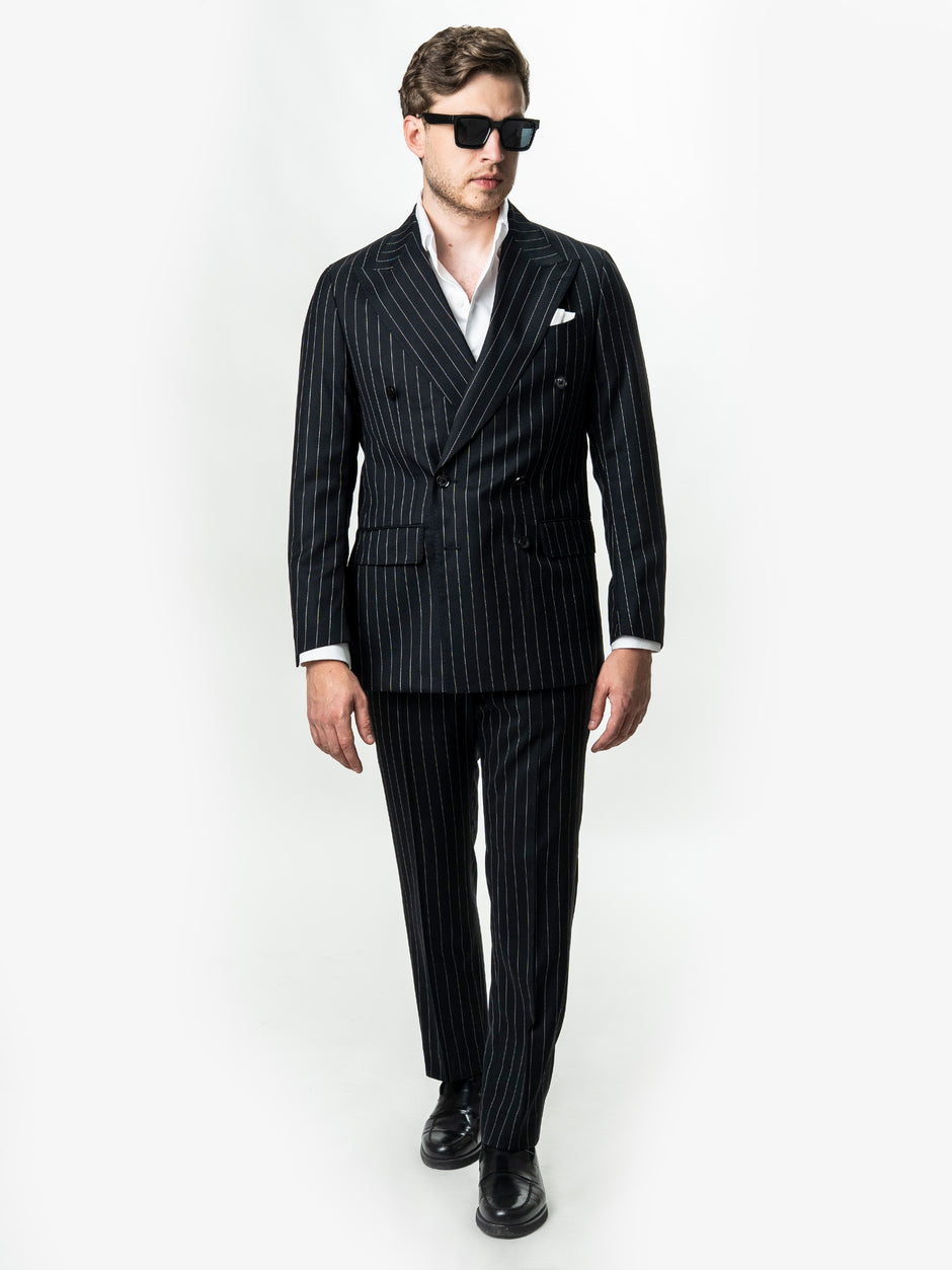 Costum Negru La Doua Randuri 100% Lana BMan0104 (3)