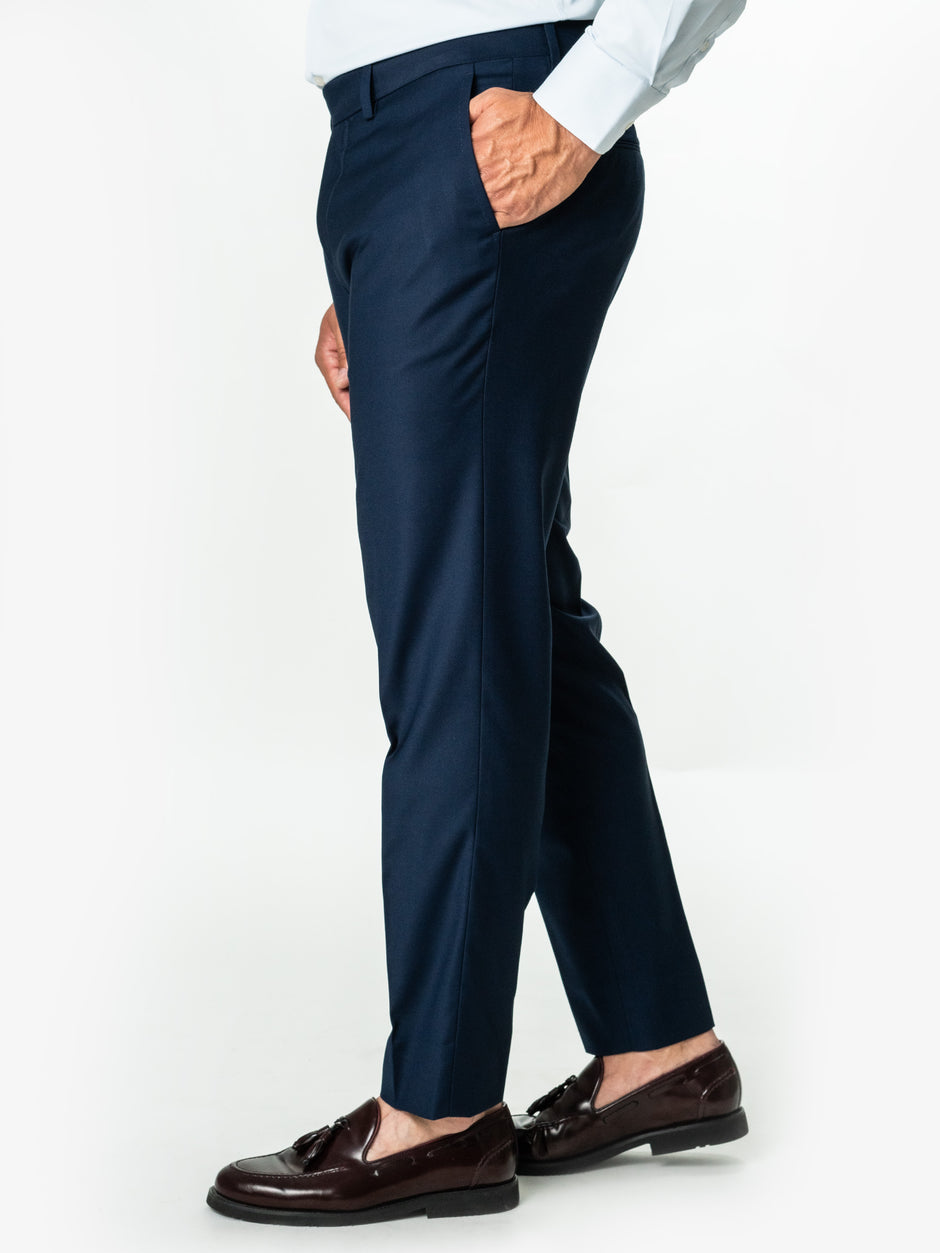 Pantaloni Barbati Eleganți Albastru Bleumarin Stofa Sarto BMan0007 (6)