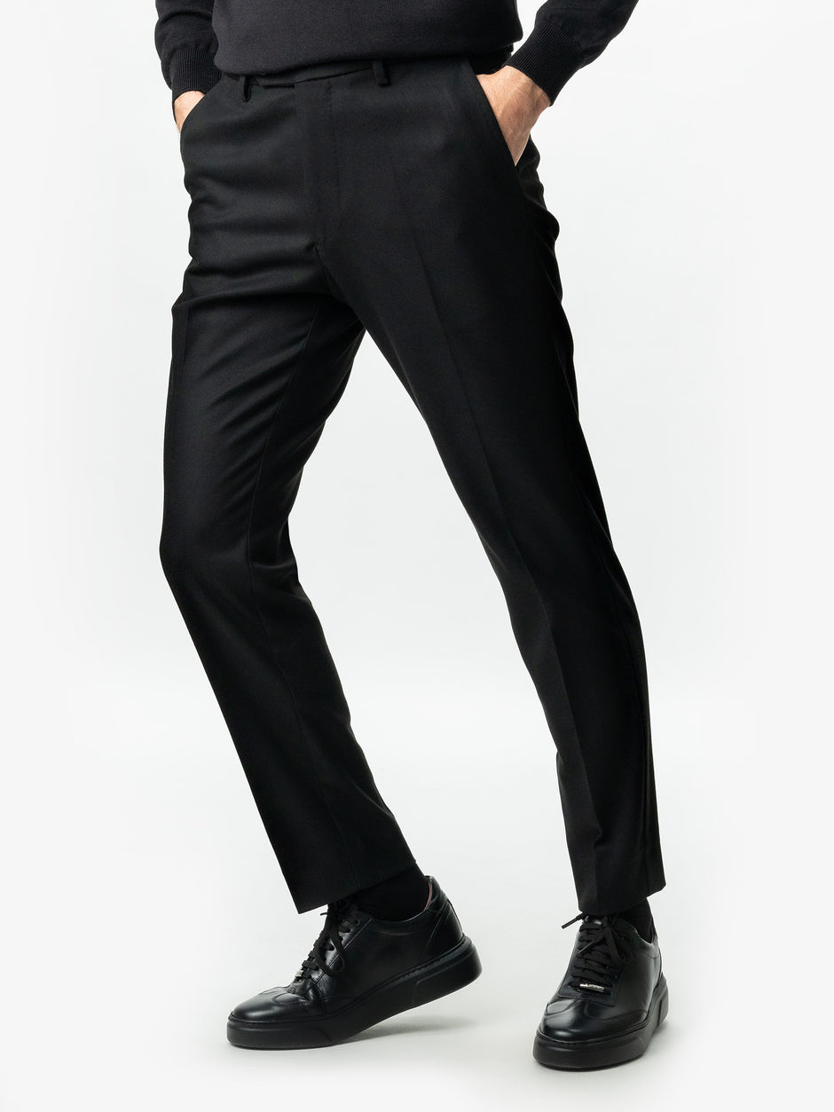 Pantaloni Casual Negri Barbati De Birou Din Lana Sandro Stretch BMan0001 (1)