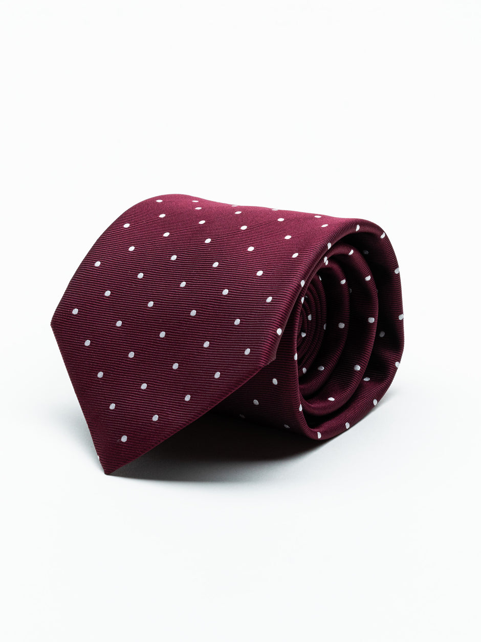 Cravata Eleganta & Business Barbati Bordeaux Imprimeu Puncte Albe Bman919 (1)